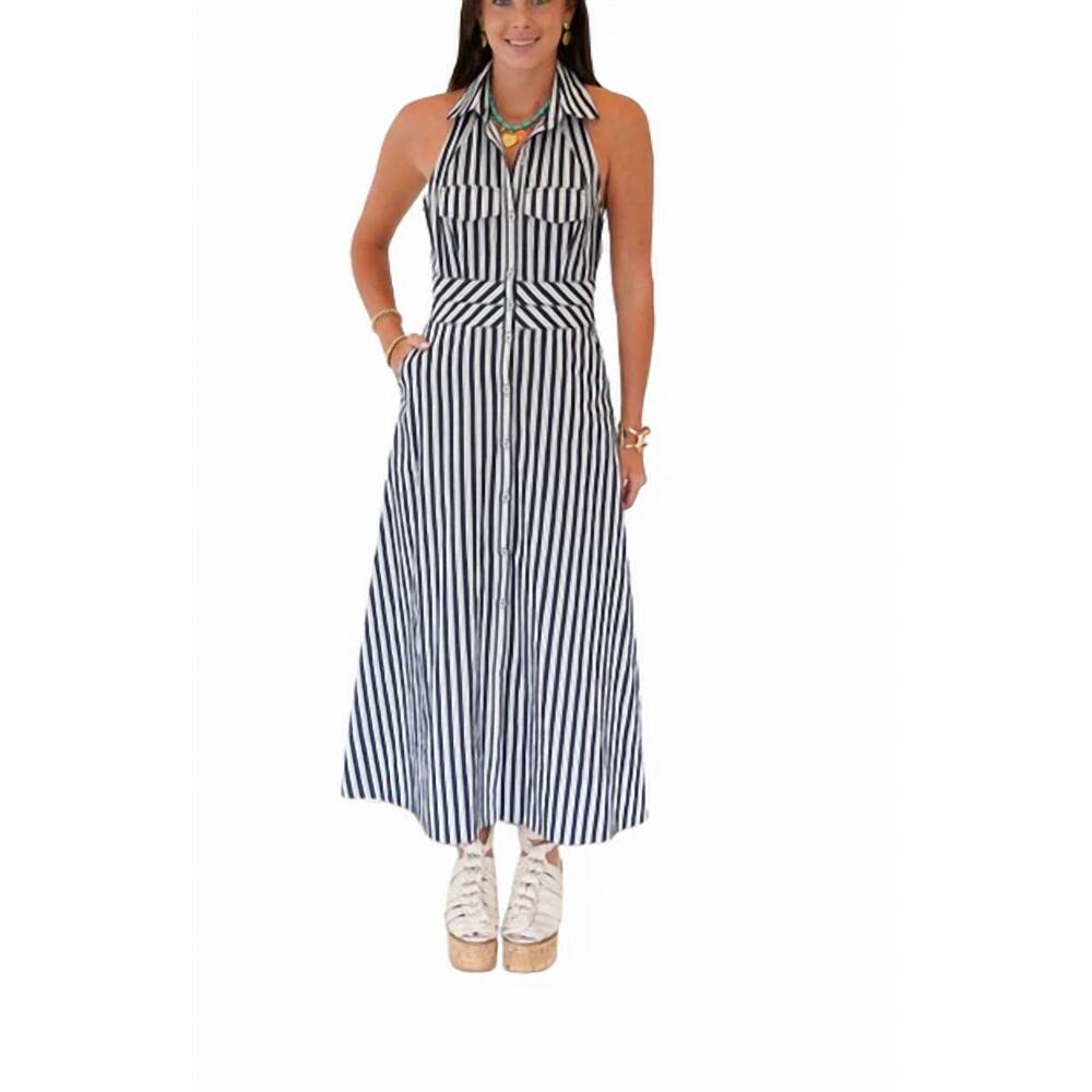 NEW SHUG ramey halter midi dress in blue